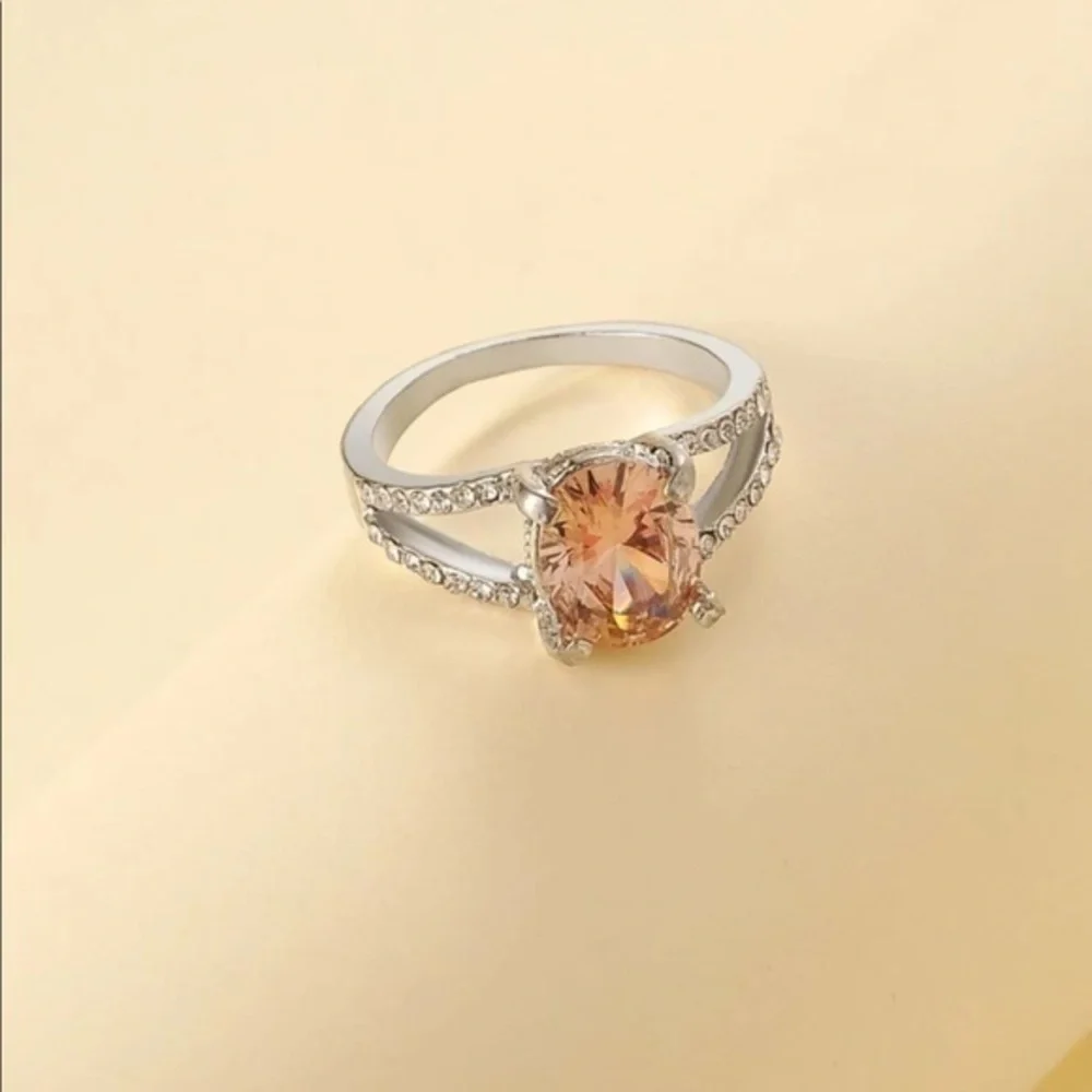 💋 Morganite faux diamond oval ring